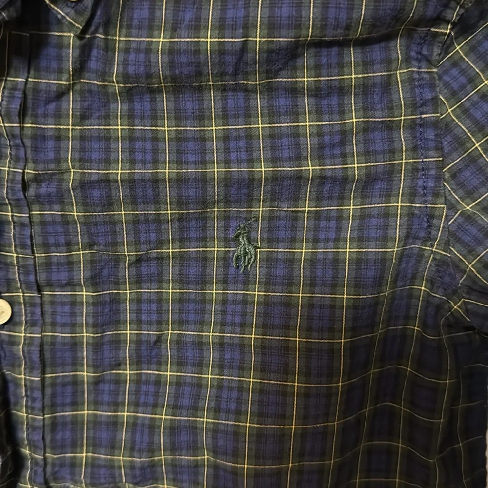 Ralph Lauren Blue and Green Plaid Boy’s Shirt Size 7